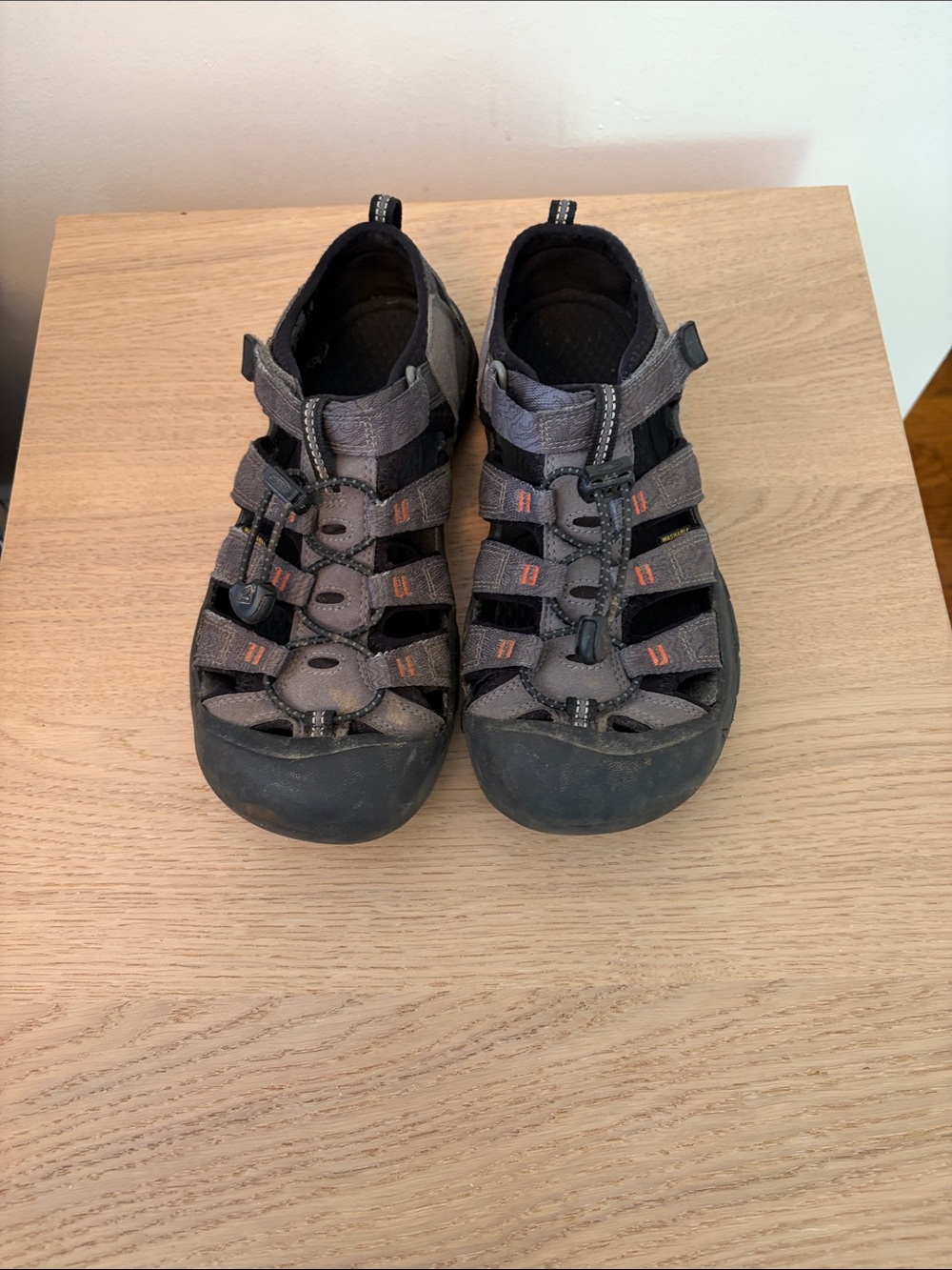 Keen Kids Gray and Black Closed-Toe Sandals with Orange Accents